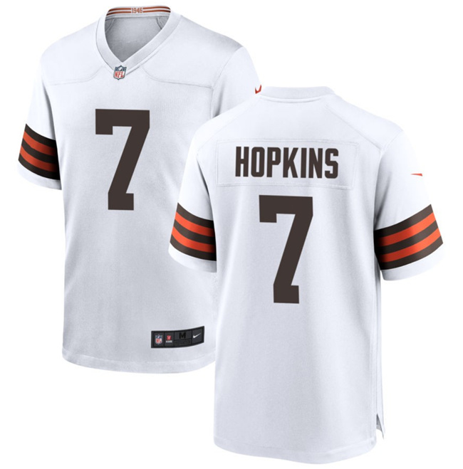 Men's Cleveland Browns #7 Dustin Hopkins White Football Stitched Game Jersey
